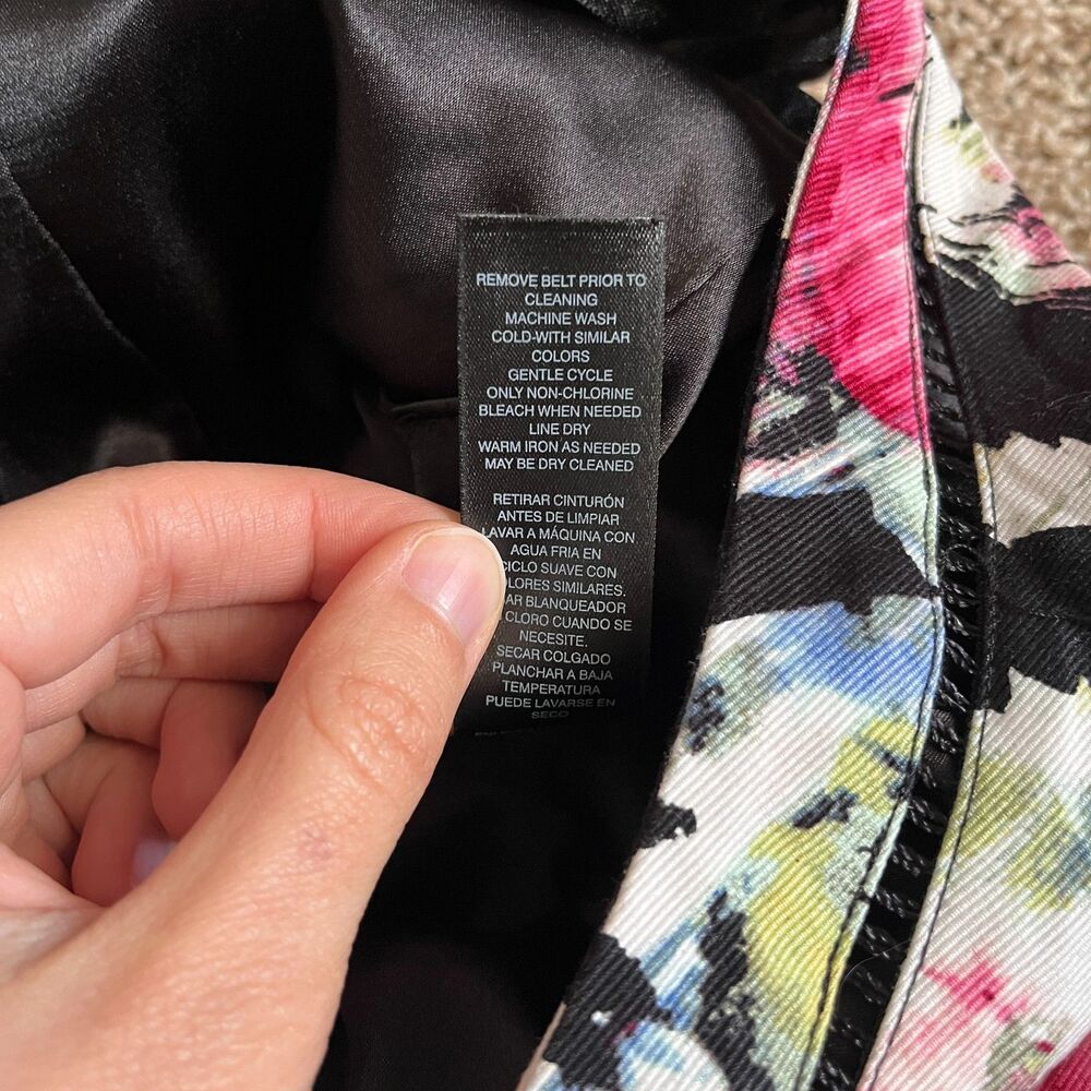 WHBM Dress Womens 6 Black Floral Cotton Stretch Lined Fit & Flare A-Line Pockets - Picture 5 of 8